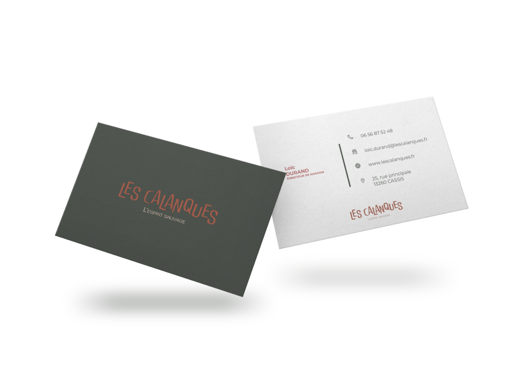 Design d'une carte de visite avec les codes de l'identité graphique réalisé par une graphiste