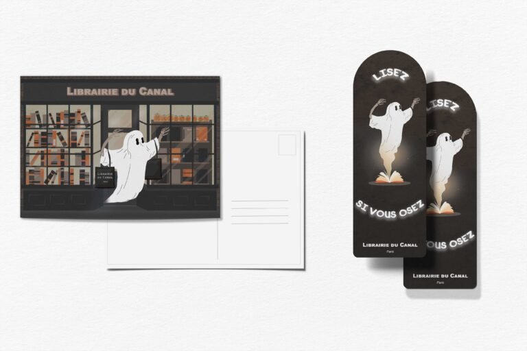 Création d'une carte postale et d'un marque page pour halloween par LR Studio